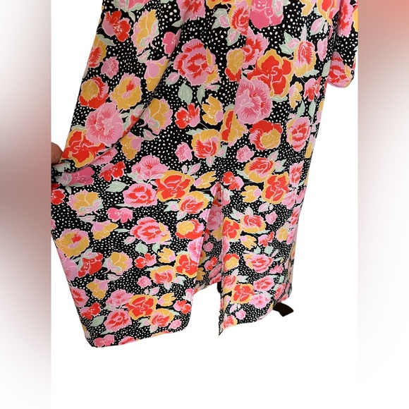 Topshop multicolor puff sleeve floral midi open back dress - Picture 4 of 8